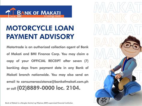 bank of makati motorcycle loan payment|Motorcycle Loan Bank of Makati : r/PHCreditCards .